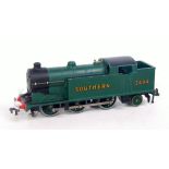 EDL7 H-Dublo 3-rail 0-6-2 tank loco, postwar Southern 2594 malachite 1/2" motor,