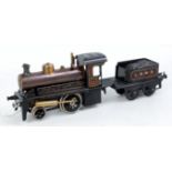 Bing GI live steam LNWR black Storkleg 2-2-0 with 4 wheel LNWR tender (G)