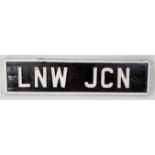 London and North Western Railway wood with metal letters signal box board 'LNW JCN' repainted a