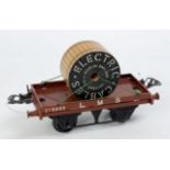 Hornby 1948 LMS brown flat truck with Electric Cables drum (NM)