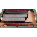 5x LMS maroon bogie coaches including wooden Bonds brake/1st,