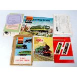 Various items of Hornby Literature; 1938/9 catalogers; 4 post war catalogues various price lists,