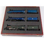 A Bachmann presentation set of 3 class A4 engines and tenders, LNER blue, BR blue,