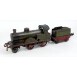 Bing GI c/w 2-4-0 green livery possibly GWR with (a/f) 4 wheel tender and key