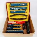 Triang-Hornby RS52 Blue Pullman 3 car set plus an extra powercar (G-BG) with yellow ends (VG-BF-G),