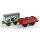 Hornby 1931-6 Meccano coal wagon on red body and gold Meccano transfer - chips to edges (G) with a