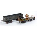 Marklin GI Searchlight 4 wheel wagon in camouflage colouring - missing one axlebox (VG),