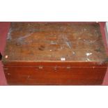 A late 19th century mahogany and brass bound hinge top tool chest,