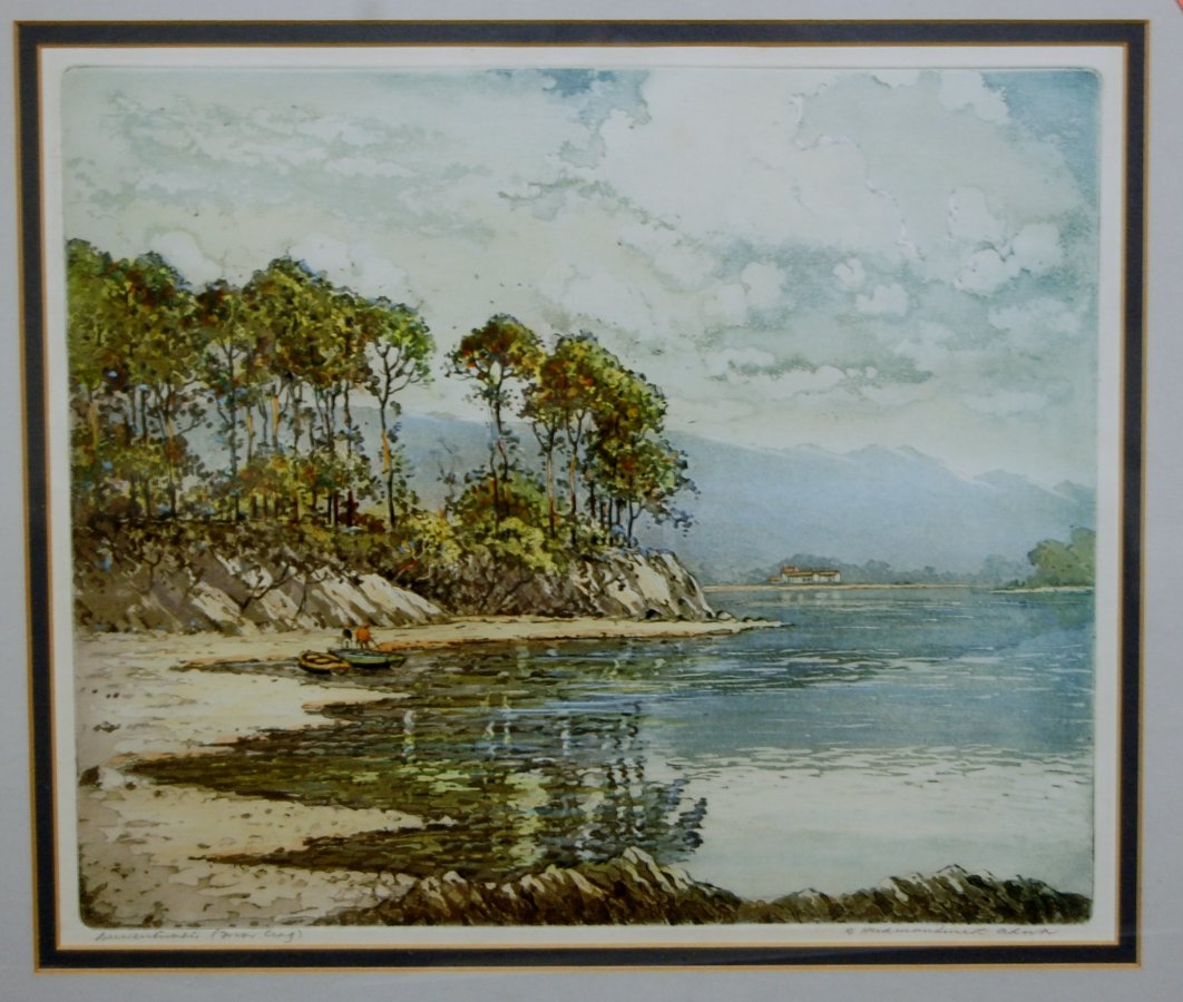 Robert Herdman-Smith - Derwent Water, aquatint, signed and titled in pencil to the margin, 23 x 27.