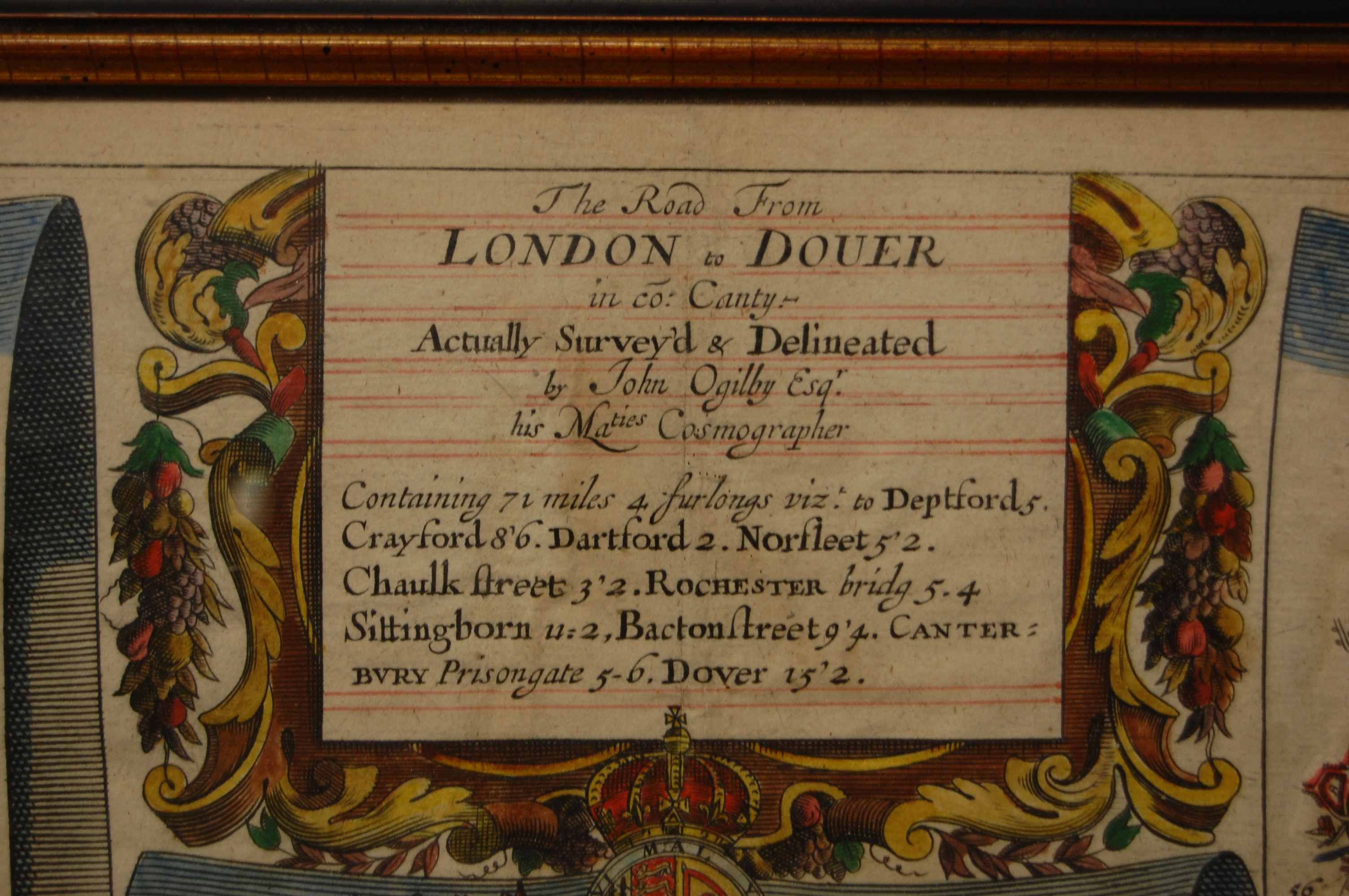 John Ogilby - The road from London to Dover, engraved and hand-coloured strip map, - Image 3 of 3