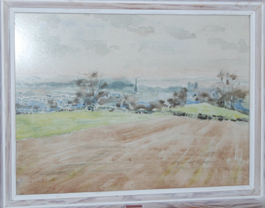 Late 20th century English school - View of Ripon, watercolour,