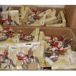 Two boxes containing a large quantity of Schleich Knights of the Round Table plastic figures to