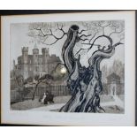 H Blach - Vanbrugh Castle from Greenwich Park, artist edition etching, signed,