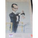 Ronald Searle - Satirical Punch cartoon of Sir Malcolm Sargent; pair of Venetian watercolours;
