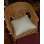 A set of nine contemporary wicker tub conservatory chairs each with cushions