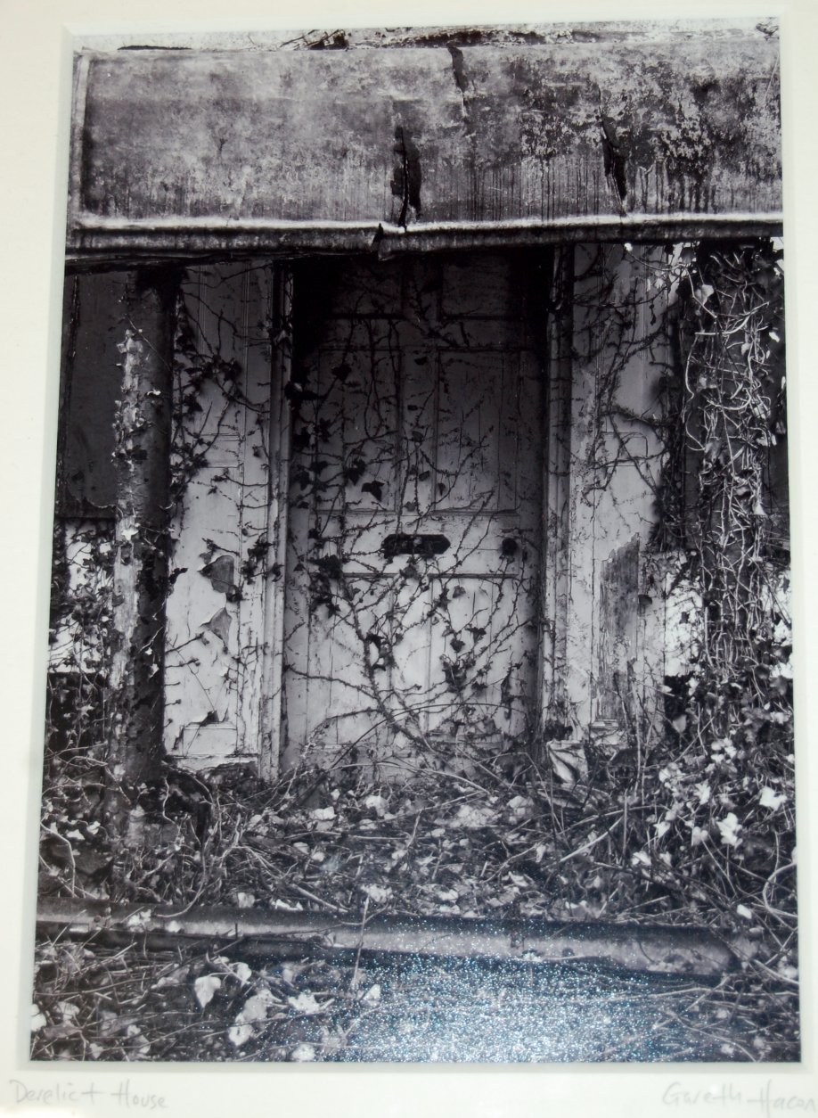 Gareth Hacon - Derelict house, monochrome photograph, signed and titled in pencil to the margin,