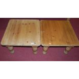 A set of three modern low round cornered coffee tables,