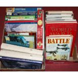 Two boxes of miscellaneous items to include Waddingtons Famous Trains 500 piece jigsaw puzzle,