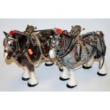 A pair of Melba shire horses in full harness and tack,