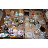 Two boxes of miscellaneous glassware, to include; millifiore paperweight,