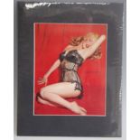 Marilyn Monroe interest - The Lure of Lace lithograph used on 1950s calendar, with lace overprint,