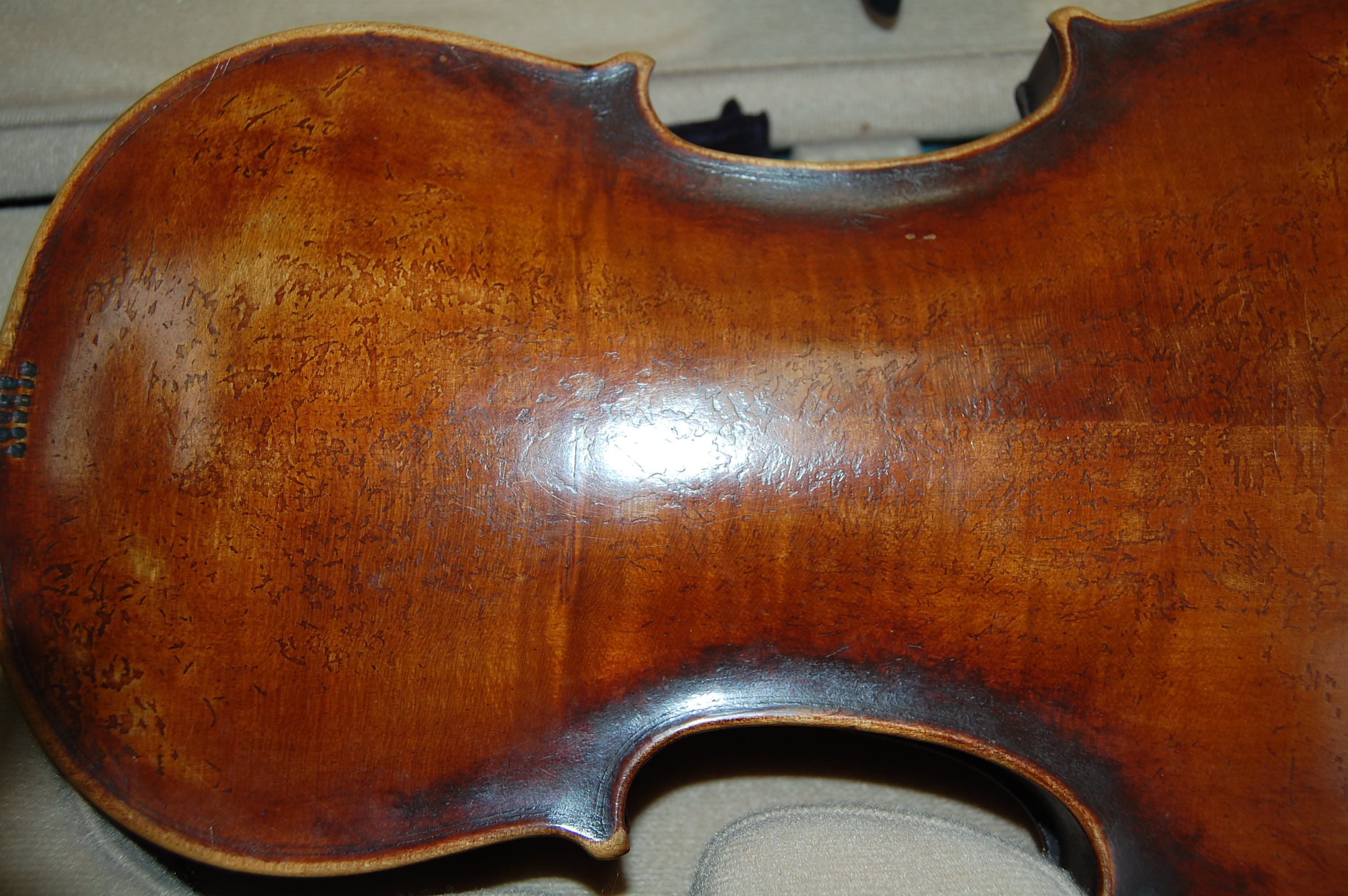 A mid-19th century violin stamped Duke London to back, in later case, 59cm (body 36cm), - Image 8 of 12