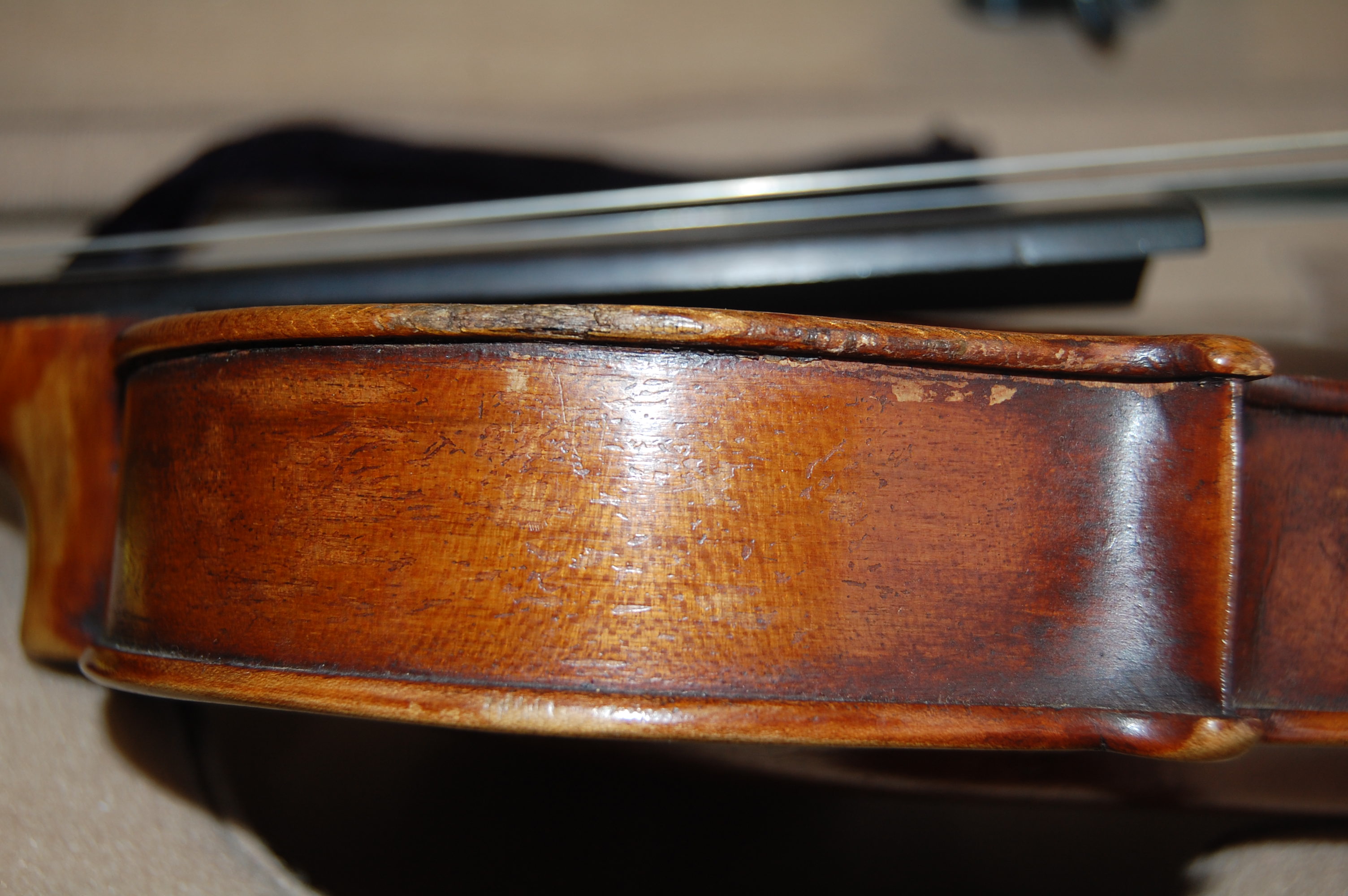 A mid-19th century violin stamped Duke London to back, in later case, 59cm (body 36cm), - Image 10 of 12