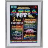 A framed poster for Abbafest 2004, signed by the production team,