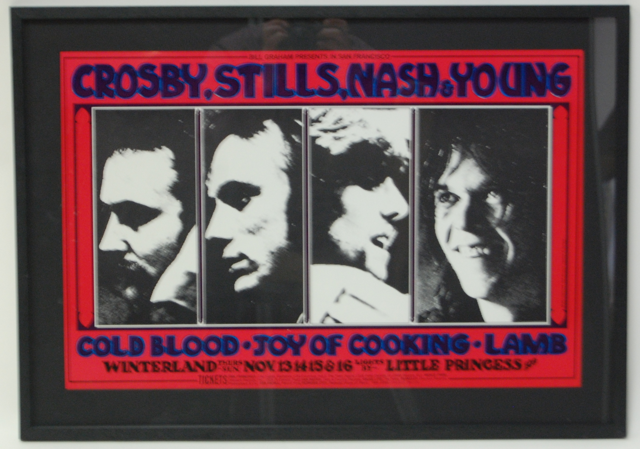 Crosby, Stills, Nash & Young, 1969 Cold Blood - Joy of Cooking promotional lithograph poster,