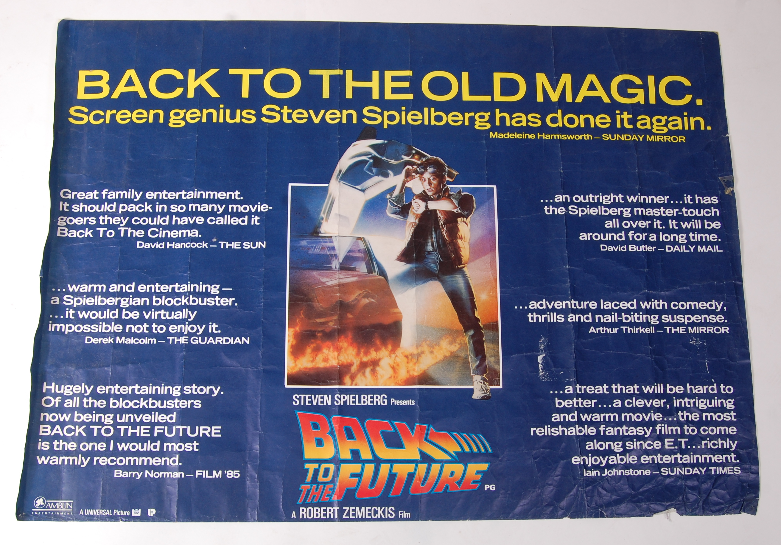 A 1985 Back to the Future UK release film poster, designed by Drew Struzan,