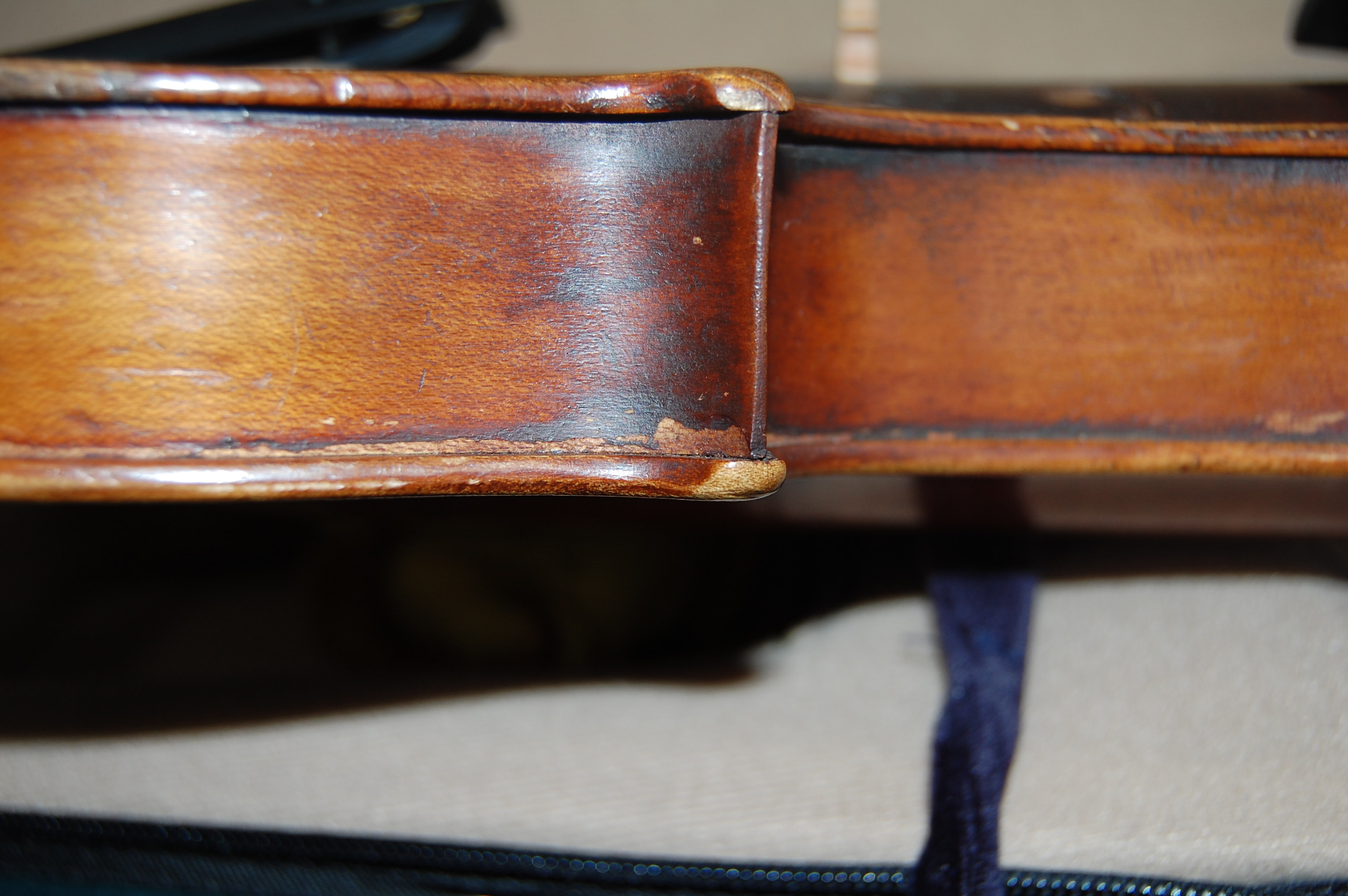 A mid-19th century violin stamped Duke London to back, in later case, 59cm (body 36cm), - Image 11 of 12