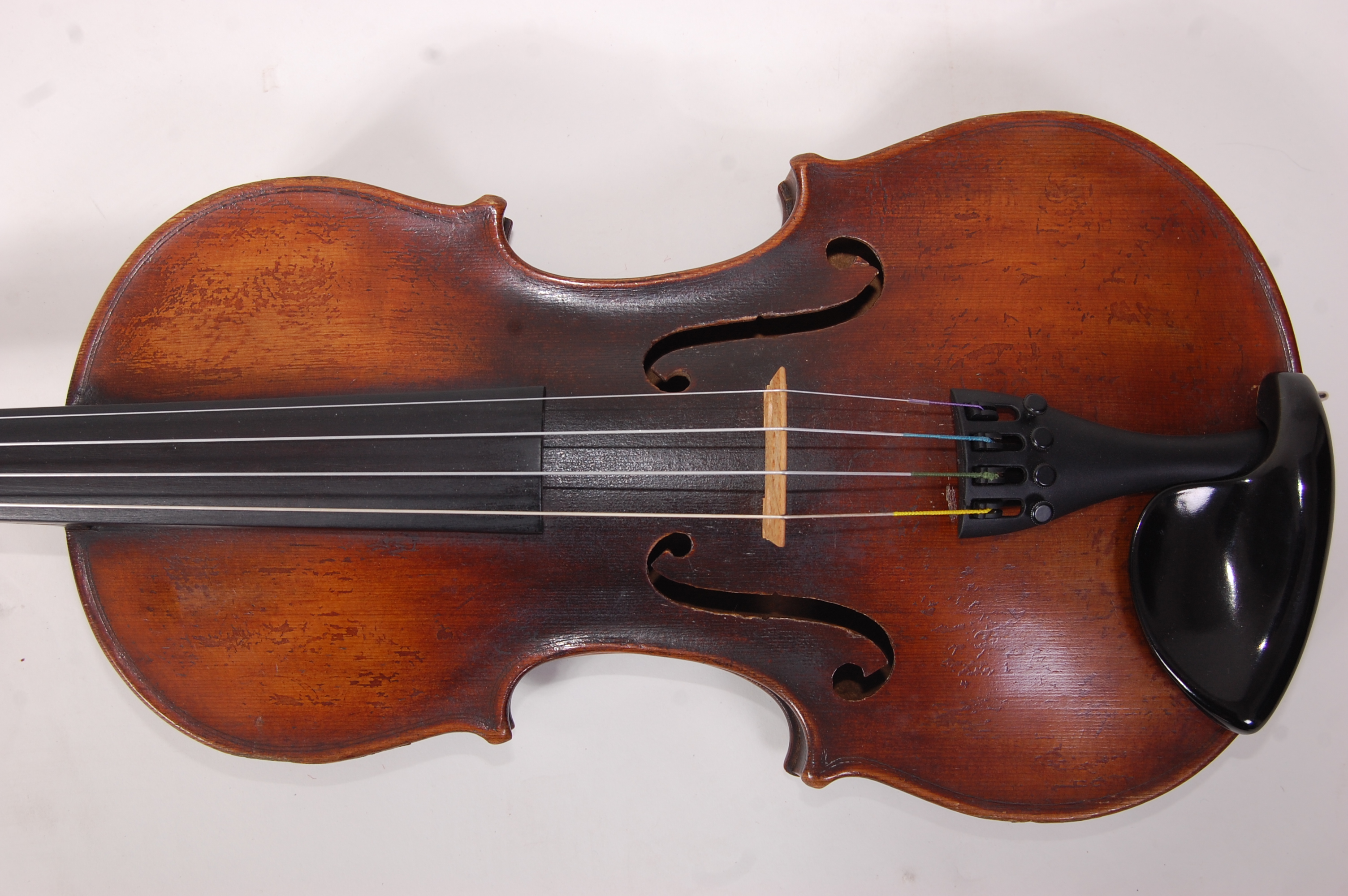 A mid-19th century violin stamped Duke London to back, in later case, 59cm (body 36cm), - Image 2 of 12