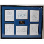 A framed set of six Harry Potter giclee print portfolio from,