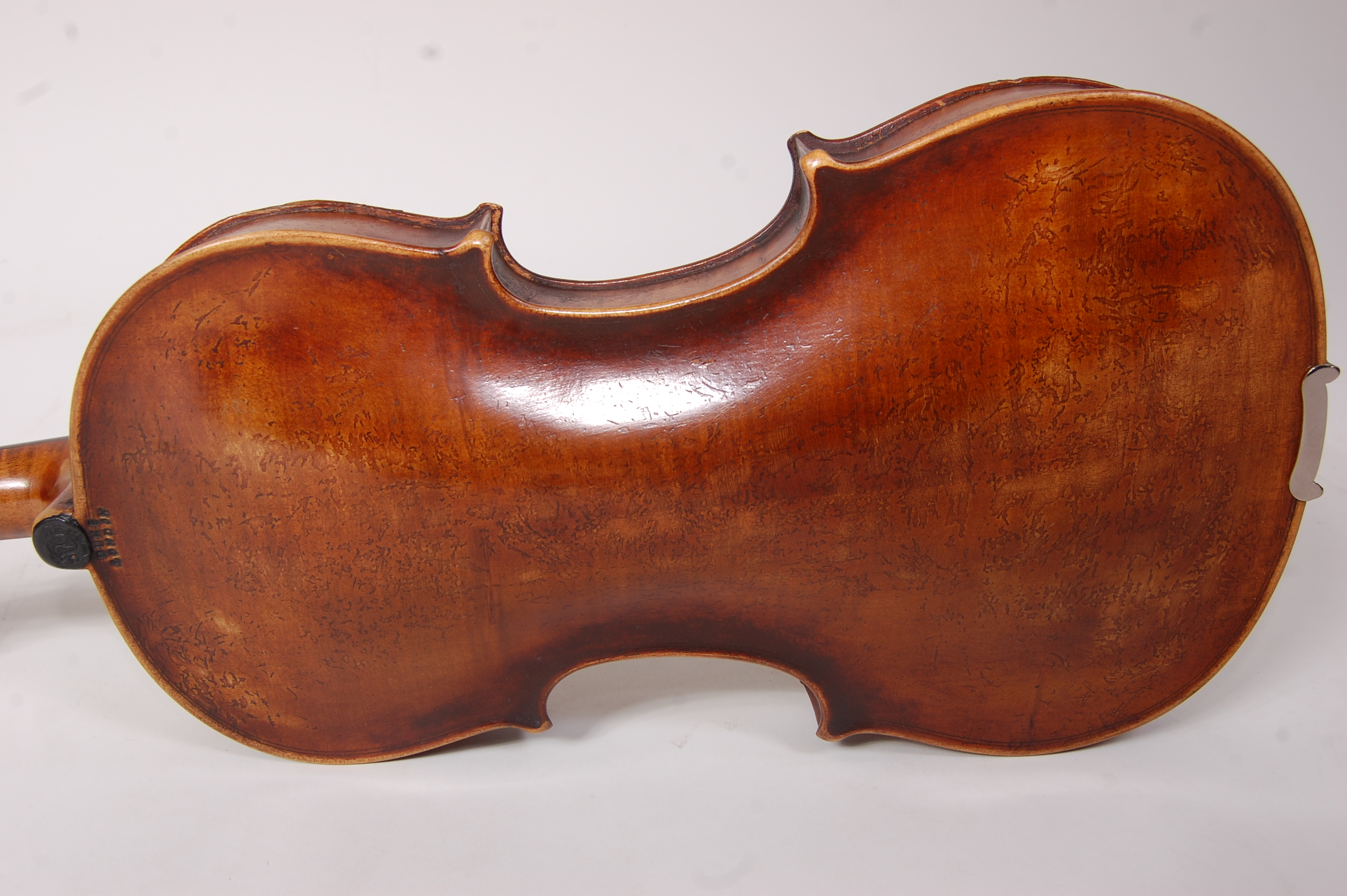 A mid-19th century violin stamped Duke London to back, in later case, 59cm (body 36cm), - Image 5 of 12