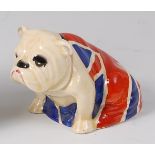 A Royal Doulton glazed ceramic miniature model of a Union Jack bulldog,