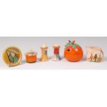 A collection of Clarice Cliff pottery wares,