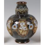 An early 20th century Royal Doulton glazed stoneware vase, of mid-bulbous form,