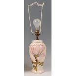 A contemporary Moorcroft Pottery table lamp, in the Magnolia pattern,
