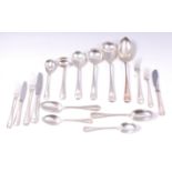 A harlequin suite of Danish silver cutlery, comprising a set of five table forks,