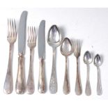 A Norwegian silver six place setting canteen of cutlery, maker Magnus Aase (1876-1953) of Bergen,