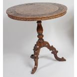 A 19th century walnut occasional table,