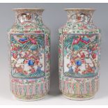 A pair of 19th century Chinese famille rose vases,