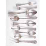 A quantity of circa 1900 Dutch silver flatware, principally in a Hanoverian style pattern,