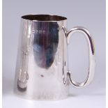 A George V silver tankard, of undecorated conical form, 12oz, maker Clark & Sewell, Birmingham 1922,