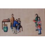 19th century Chinese school - Set of four watercolours on pith paper,