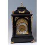 A Victorian ebonised cased bracket clock, in the mid-18th century style,