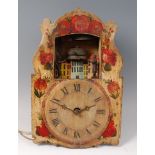 A rare mid-19th century Black Forest Schild clock, having triple automata and painted dial,