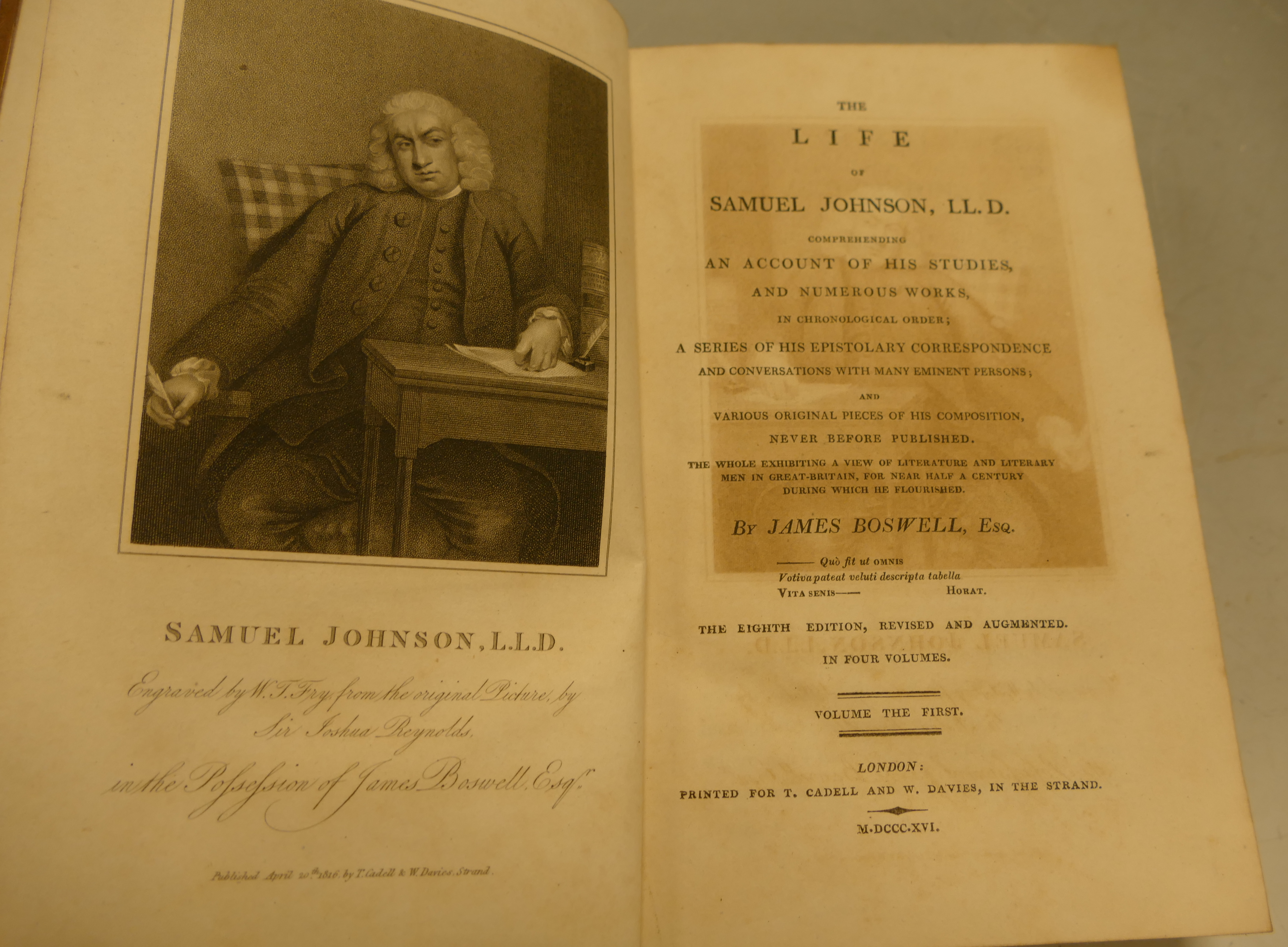 BOSWELL, Life of Johnson, 4 vols, London 1816, calf, spines chipped and one splitting, - Image 2 of 4