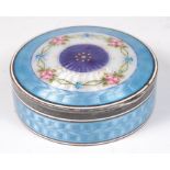 A Continental silver and guilloche enamel circular snuff-box,