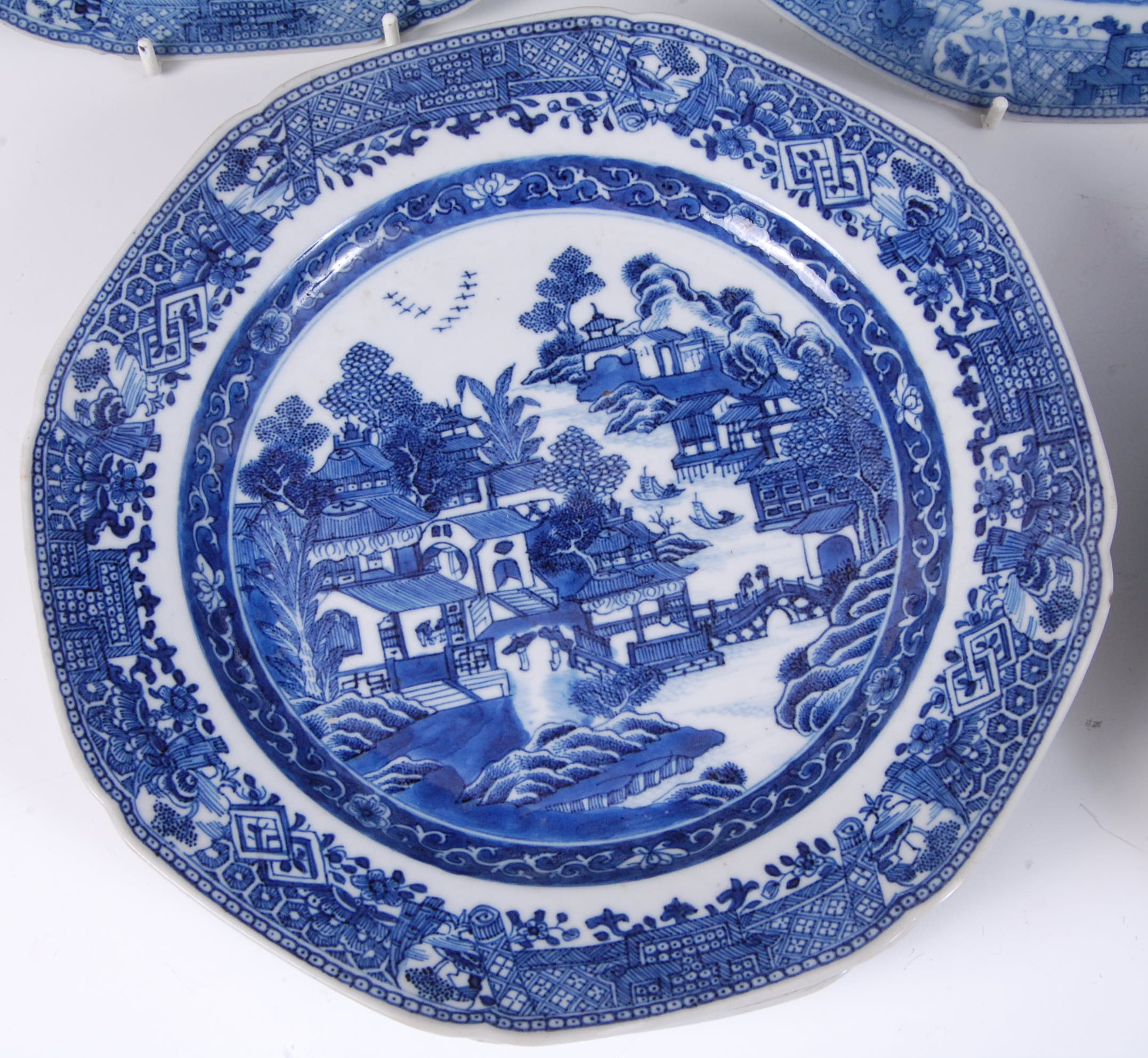 A set of eleven Chinese export porcelain blue and white plates, - Image 2 of 4